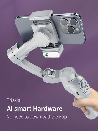 COMITOK 3-Axis Smartphone Al Gimbal Stabilizer, Face Tracking/Gesture Control , Portable And Foldable Buit In Fill Light -Perfect For Smooth Videos,Live Streaming And Vlogging Easy To Use