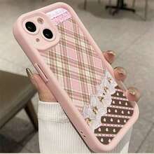Pretty Pink Brown Plaid Lace Hearts Pattern Cute Pink Girly  Case [X/Xs/11/12/13/14/15/16 Pro/16 Promax] - Soft TPU Shockproof Cover,  Gift For Girlfriend/BFF, Birthday Present For Women, Aesthetic Protective Phone CaseSuitable For IPhone 17 Air - 粉色 - 查看 3