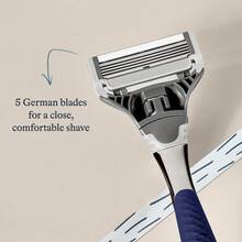 Harry' Chrome Shaving Kit For Men - 2 - Blade Razor With 3 Refill Cartridges, Lubricating Strip, USA - Made - Màu xanh lam - Xem 5