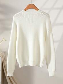 Solid Color Semi Open Neck Fashionable Button Over Sweater For Women In Autumn And Winter, Elegant And Slouchy Design