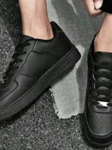 Rayra Unisex White Men's Women's Casual Basic Sneakers - 黑色 - 查看 3