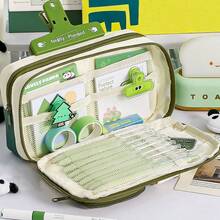 1个可爱卡通大容量铅笔盒，日韩学生铅笔盒，男女通用铅笔盒，多功能铅笔盒，简约铅笔盒，化妆包，洗漱包，文具包 - 彩色 - 查看 5