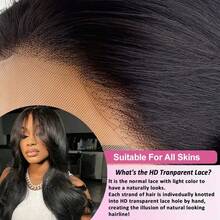 باروكة شعر طبيعي أمامية من الدانتيل بكثافة 200% ، موجة جسم 5*5 13*4 13*6 ، بدون غراء ، جاهزة للارتداء والذهاب ، خط الشعر الطبيعي مبيض ، لون أسود طبيعي ، شعر برازيلي عذراء مخلوط ، بدون حاجة إلى غراء ، بدون مهارات ، مسبقة السحب والكي والنتف والتبييض ، موجة فضفاضة ذات خط وسطي ، مظهر طبيعي للنساء - طبيعي وأسود - مشاهدة 11