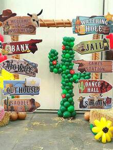 12pcs Western Cowboy Theme Directional Road Signs, Cowboy Birthday Party Signs, Western Cowboy Theme Party Supplies, Party DIY Paper Signs, Western Cowboy Theme Photo Booth Props, Waterproof Large Western Cowboy Theme Stake Signs - Western Cowboy Theme - View 5