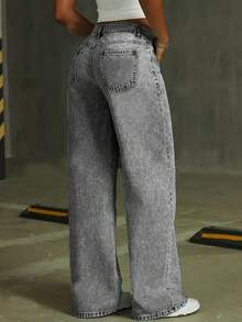Fashionable Distressed Wide Leg Jeans For Teenage Girls - Grey - View 3