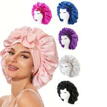 1/2/3pcs Silk Bonnet For Sleeping, Satin Hair Bonnets, Soft Elastic Band Silk Sleep Cap, Silk Hair Wrap For Curly Hair (Black Gold)