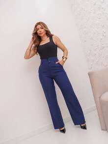 YING ZI Marrant Tailored Dress Pants - Navy Blue - View 2