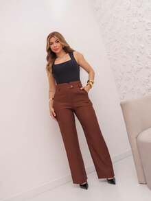YING ZI Marrant Tailored Dress Pants - 鏽棕色 - 查看 2