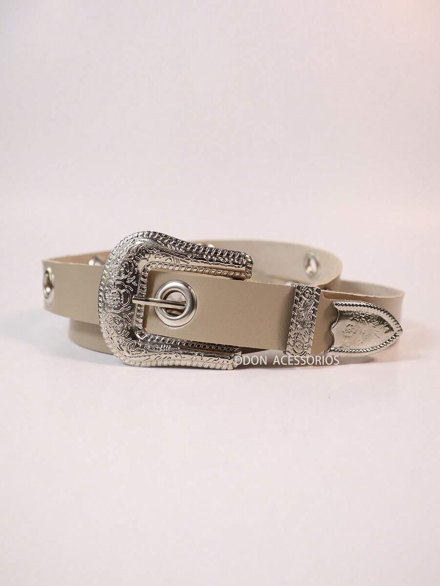 Women's Belt 2.5CM Metal Eyes Boho Gift For Summer - Beige - View 1