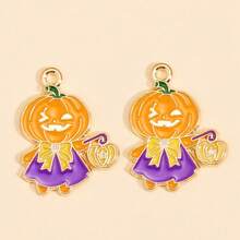 10pcs Halloween Enamel Accessories Pumpkin & Ghost Pendant, Suitable For DIY Jewelry Making Earrings Necklace Crafts Halloween Party Gifts
