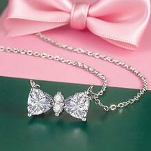 قلادة فضة إسترليني بسيطة بقلب مزدوج مطلي بالمينا الزرقاء والحمراء والوردية، سلسلة عظمة الترقوة مناسبة للملابس اليومية، هدية مناسبة للأمهات وعيد الأم