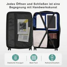 SUNROAD A Stylish Set Of ABS Suitcases With Vertical Stripes, Four-In-One Design With Handles And Universal Wheels. Available In 20in, 24in, 28in Sizes And 12in Carrying Case, Featuring ABS Aluminum Golden Pull Rods In A Fashionable Rose Gold Color Scheme - 綠松石 - 查看 4