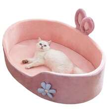 Bunny Bed, Rabbit Beds, Comfortable Guinea Pig Bed With Removable Mat, Washable Rabbit Couch, Suitable For Chinchilla, Hedgehog, Ferret (Pink)