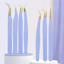 MyAoKuE-Up 1PC Purple Eyelash Tweezers Stainless Steel Superhard Tweezer High Precision Anti-Static Makeup Supplies Lash Extension Make UpTools - Multicolor - View 3