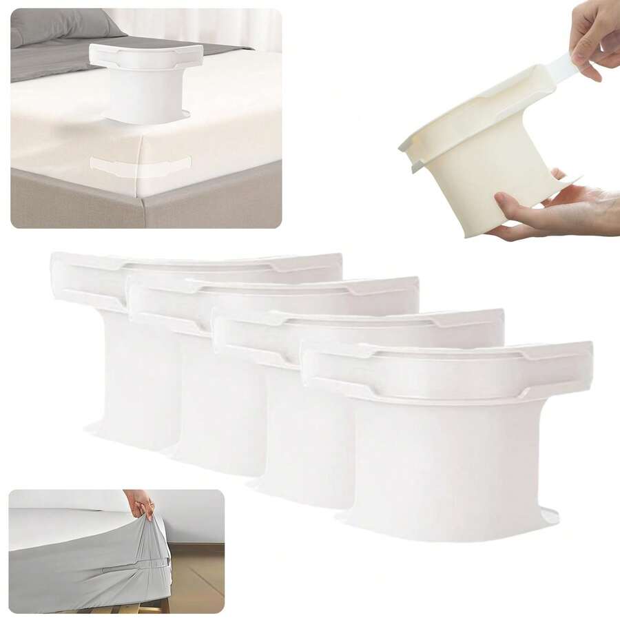 4Pcs Lock Sheet Holders - Bed Sheet Holder For Corners Keep Sheets Firm & Tight - Heavy Duty Bed Sheet Holder Corner Fitted Sheet Straps Fit All Mattress Size
