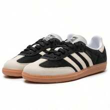 Adidas Signature Leather Sneakers Core Black Wonder White Silver Metallic Retro Indoor Football Inspired IE5836 - 黑白 - 查看 8