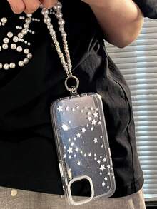Luxury Laser Silver Star Glitter Rhinestone Transparent Phone Case Compatible With IPhone 16 15 14 13 Pro Max Shockproof Back Cover