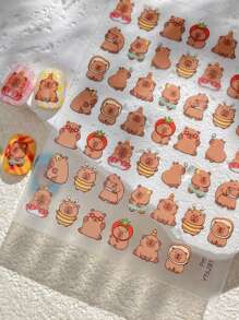 1 conjunto de adesivos de arte para unhas com expressão de desenho animado de capivara fofa, adesivos decorativos multicombinados