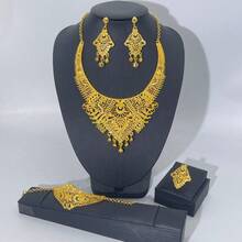 1 Set Luxury Elegant Earrings Necklace Ring Bracelet 5pcs Jewelry Set For Women, Suitable For Bride Wedding Banquet Party - Jewelry Sets - View 3