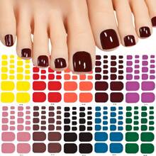 1 Sheet Self-Adhesive Solid Black Toenail Art Stickers - Full Toenail Wraps For Women, Plastic Glossy DIY Nail Decals For Daily & Party Use, Easy Application No Odor Summer Nail Decor, Quick Manicure Alternative, Simple Stylish Design