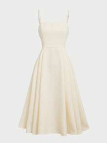 2pcs/Set Elegant Romantic Date Night, Holiday, Daily, Business Commute, Formal Occasion Dinner Fitted Long Sleeve Jacket + Waist Tie Flare Midi Dress, Winter Dress, New Year Outfit - Apricot - View 11