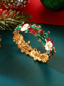 1pc/Set Christmas Oil Drop Santa Claus & Christmas Tree Gift Box Necklace, Earrings, Bracelet, Suitable As Gift For Women