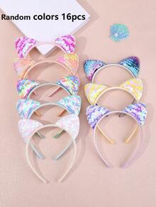 1/12pcs Cat Ear Sequined Headband Hair Accessories For Women, Cute Party/Festival Headdress,Cat Ears,Hairband,Hair Hoop Headbands - Multicolor - View 40