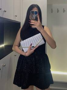 Lightweight, Business Casual Bag Design, Bag Evening Bag, Dinner Bag Glamorous, Elegant, Exquisite, Quiet For Party Girl, Woman Perfect For Party, Wedding, Prom, Dinner/Banquet, Perfectly Matching With Prom Accessories, Perfectly Matching With Bridal Party, Best Choice Elegant Bag For Bridal Shower - Silver - View 8