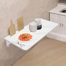 Folding Wall Desk, Wall-Mounted Folding Table, Folding Wall Desk For Laundry Room Home Office Computer Workstation,Study Work Bench, Kitchen Dining (31.5*15.75in) - 白色 - 查看 3