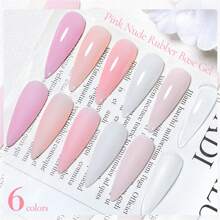8pcs Rubber Base Gel Nail Polish Set 7ml Nude Pink Glitter Rubber Base Gel Polish Nail Camouflage Color Coat Semi Permanent UV Construction Gel Varnish Soak Off UV Gel Varnish For Nails Manicure Kit Nail Supplies Nail Art Design For Home Salon