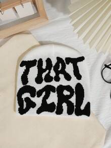 1顶/2顶 女士时尚Y2K“THAT GIRL”提花针织帽，保暖且适合秋冬季日常佩戴 - 彩色 - 查看 3