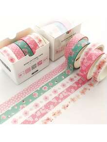 1 Set Of 5 Rolls Mixed Color Decorative Washi Tape, Suitable For Arts, DIY Crafts, Scrapbooking, Planners, Gift Wrapping And Creative Basic Tapes, Multi-Color Options - Multicolor - View 1
