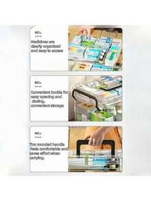 1pc Large Capacity Medical Storage Box, Lightweight Gray Color With Sturdy Handle And Secure Lid - Multi-Layer Transparent Plastic Organizer Box, Suitable For Home And Office, Durable, Easy To View And Space-Saving, Medication Storage Box, Multilayer Design, High-Quality Structure, Ideal For Healthcare Professionals