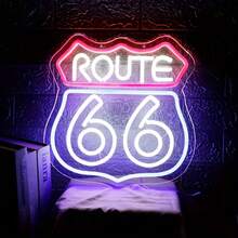Route 66 Neon Sign Historic US High Way Acrylic LED Sign For Bedroom Wall Decor Blue Neon Light Game Room Wall Sign Party Light Club Neon Accessory - Red + Ice Blue + White - View 6