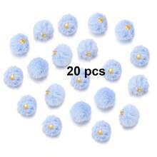 20/50 件可爱人造毛皮绒球珠，蓬松吊坠工艺珠，带铆钉细节和大孔，适合 DIY 珠宝制作、耳环、发饰和钥匙扣，可作为节日礼物赠送给家人和朋友 - 彩色 - 查看 32