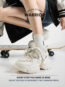 WARRIOR Warrior Comfortable Street Style Chunky Shoes For WomenSpring And SummerLightweight Comfortable Breathable Running Shoes Modest Style Casual Yet Sleek Sneakers Applicable Throughout The Year Wear-Resisting All-Day Wear Training Sneakers Little White Shoes