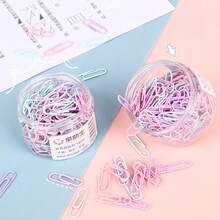 100pcs/Box Colorful Metal Paper Clips, Office Supplies - Multicolor - View 1