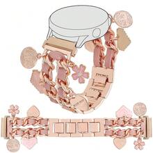 1 件优雅金属表带，带吊坠，兼容三星 Galaxy Watch 7/6/5/4/Active2 Classic（40/44 毫米）、Watch 5 Pro（45 毫米）、Watch 4 Classic（42/46 毫米）、Watch 3（41 毫米）、Watch Active（40 毫米）、Watch 42 毫米链式表带，适合所有 20 毫米宽的智能手表带，配有可调节金属扣（仅限表带） - 彩色 - 查看 23