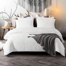 3 Pieces White Duvet Cover Double King Size Puckering Seersucker Bedding Set,2 Pillowcases And Zipper Closure ,Soft Microfiber  For Teens Adults In Home Bed Room Decor, Wedding Items, Valentines Day ,Mothers Day Gift, All Season - White - View 8