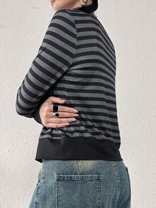 1pc Women Slim Fit Thin Long Sleeve Casual Blouse - Black - View 2