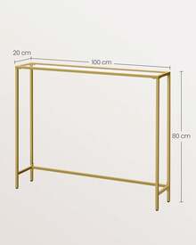 VASAGLE Console Table, Side Table, Tempered Glass Tabletop, Modern Sofa Table, Easy Assembly, With Adjustable Feet, For Living Room, Hallway, Gold And Transparent - Gold - View 6