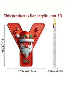 1pc Christmas 26 Alphabet Hanging Decorations - 2D Acrylic Alphabet Tree Hanging Christmas Decorations For Home & Office,Perfect For Holiday Parties & Gifts,Christmas Decrations(Please Remove The Film And Use It,Rope Color Random.)