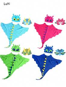 3pcs Set - Dinosaur Cape, Hat And Mask, Children's Performance Costume For Halloween, Christmas, Cosplay, Birthday Party, Role-Playing, Suitable Gift For Boys And Girls - Multicolor - View 5