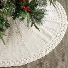 1pc Knitted Christmas Tree Skirt, Thick Woven Rustic Christmas Tree Decor, Farmhouse Christmas Decoration, Christmas Holiday Party Home Gathering Decor Home Decor Christmas Decorations Room Decor Winter