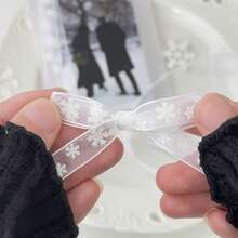 10Yard White And Light Blue Snowflake Ribbons Christmas Ribbon For Crafts Making Gift Wrapping Winter Holiday Xmas Decor Blue Sheer Wired Ribbon For Christmas Tree Garland, Winter Wreath Bows, Gift Wrapping, Home Decor Christmas Decorations Room Decor