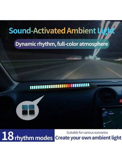 1PC Atmosphere Atmosphere Light ، RGB Atmosphere Light ، صوت كمبيوتر سطح المكتب ، صوت الصوت الإيقاعي المنشط. | لون: أسود; نوع النمط: نموذج المكونات السوداء