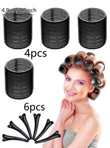 10 Pcs Jumbo Hair Curlers Rollers Large Hair Rollers With Clips, Self-Grip Hair Curlers, Suitable For Long/Medium/Short Hair, Bangs, Diy Curlers 2.36in,1.9in,1.53in,Mother's Day Valentine's Day Couple Gift Essential Curling Tools For Families ,Hair Styling Tools