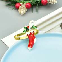 1 قطعة/6 قطع/12 قطعة من حلقات المناديل ذات العناصر الكريسماسية، حلقات معدنية ذهبية دائرية، حاملات مناديل بلون واحد صلب، حلقات معدنية مصقولة من السبائك، بتصميم منقوش مجوف، ديكور عيد الميلاد، ديكور طاولة الطعام، حفلات الزفاف والأعياد والولائم - متعدد الألوان 1 - مشاهدة 11