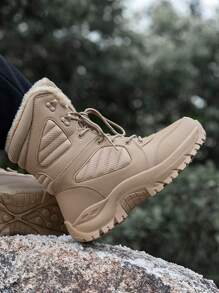 Botas de Trabalho de Inverno Masculinas, Botas de Neve de Deserto Respiráveis e Duráveis para Caminhada ao Ar Livre, Botas de Neve de Cano Alto Unissex Tamanho 36-46 com Forro Extra Quente