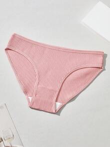 5pcs Pack Women's Ribbed Panties, High Elasticity Solid Color Letter Design Low Waist Briefs - Multicolor - View 10